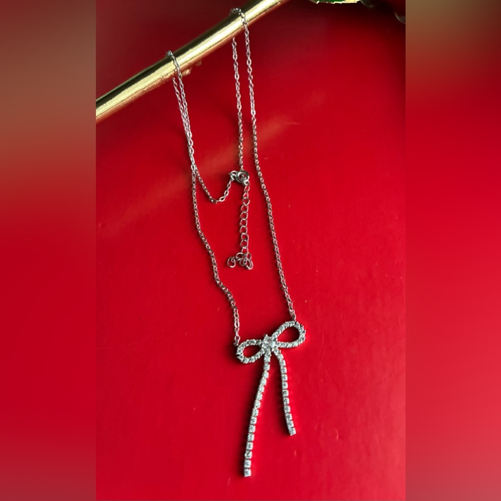Silver Bow Necklace - Picture 5 of 9